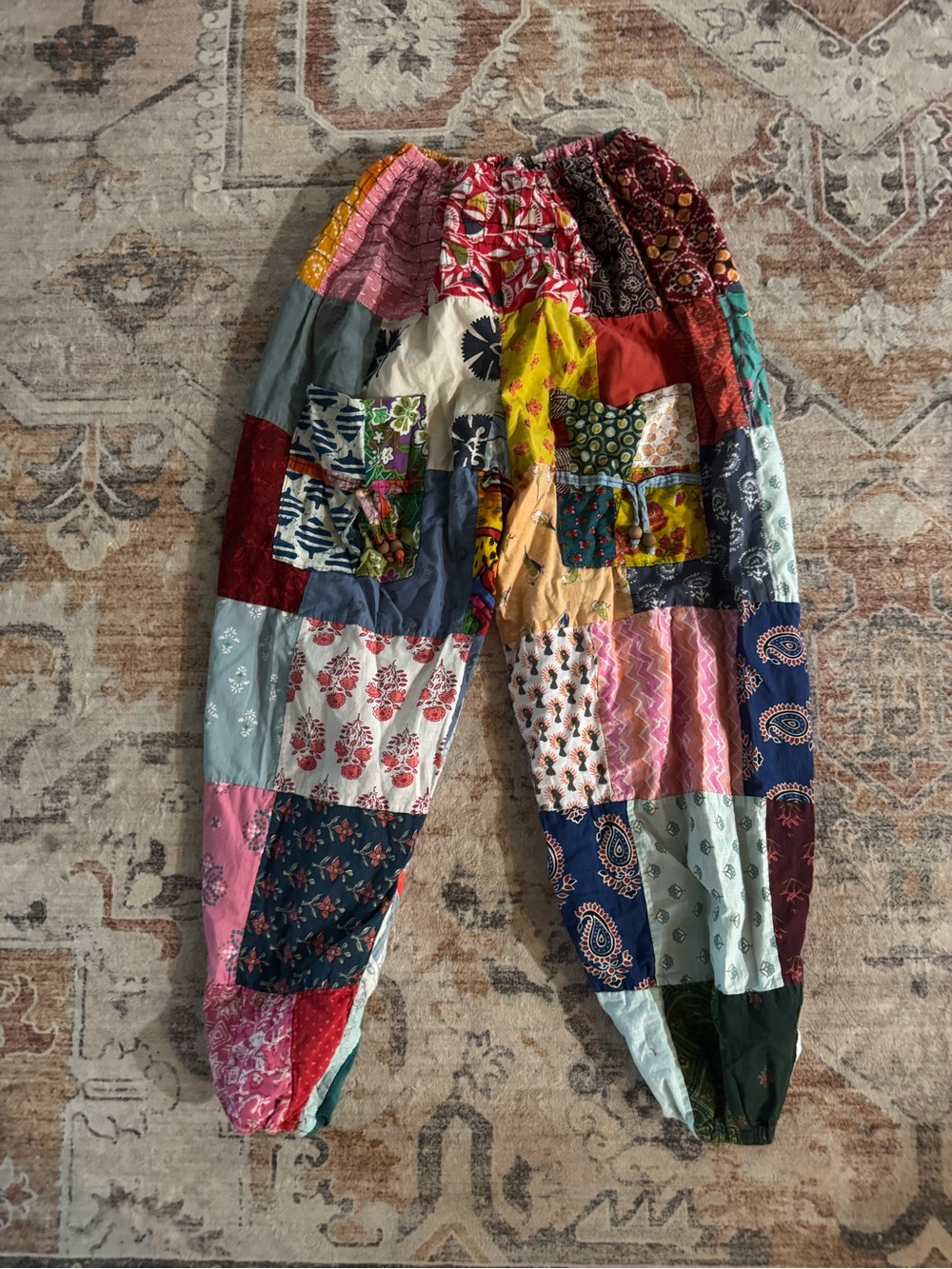 Patchwork Boho Harem Pants in Multicolor